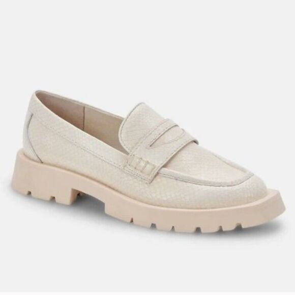 Dolce Vita Shoes - Dolce Vita Elias Flat Embossed Leather Loafer in Ivory. Size 10. New!